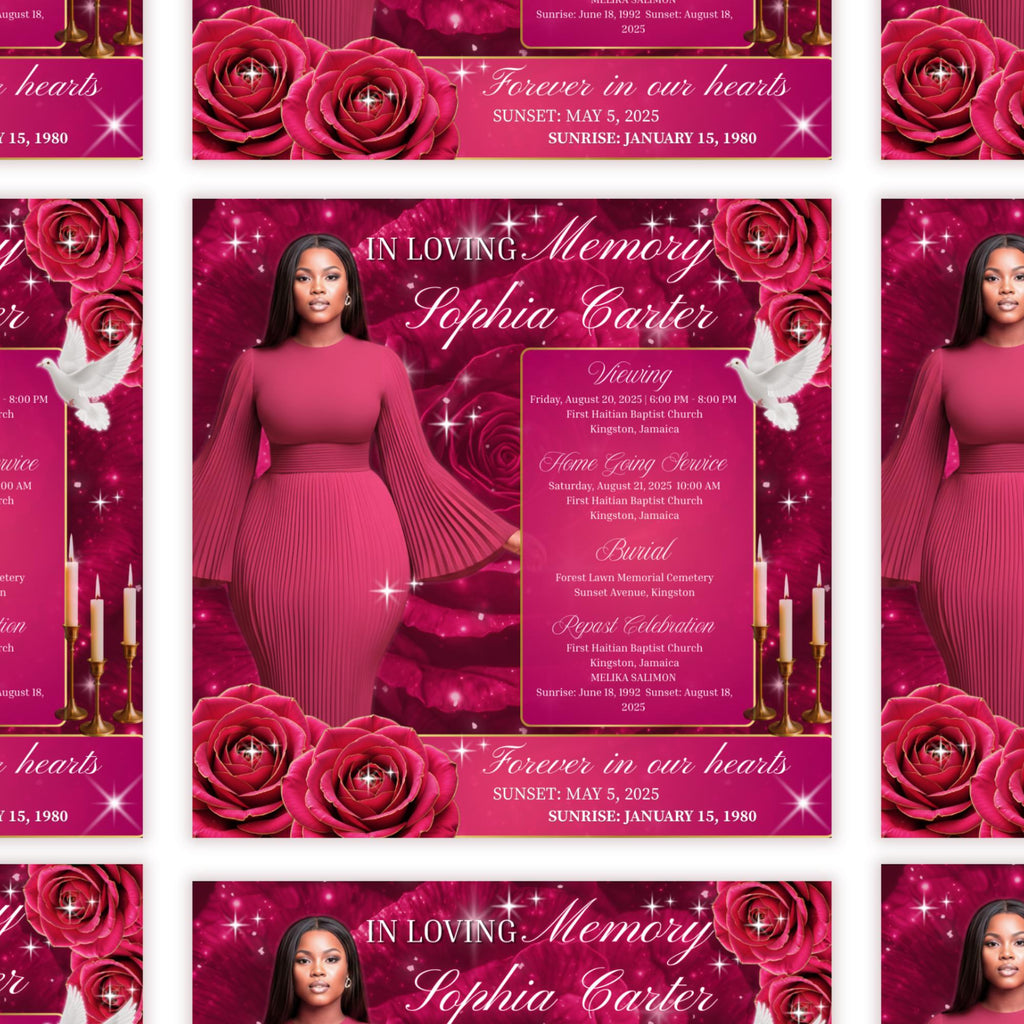 In Loving Memory Flyer Canva Editable Template, Memorial Remembrance Flyer, Rest In Peace, Forever In Our Memories, Digital Download - Editable Memorial Canva Template