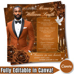In Loving Memory Brown Flyer Canva Editable Template, Memorial Remembrance Flyer, Rest In Peace, Forever In Our Memories, Digital Download - Editable Memorial Canva Template