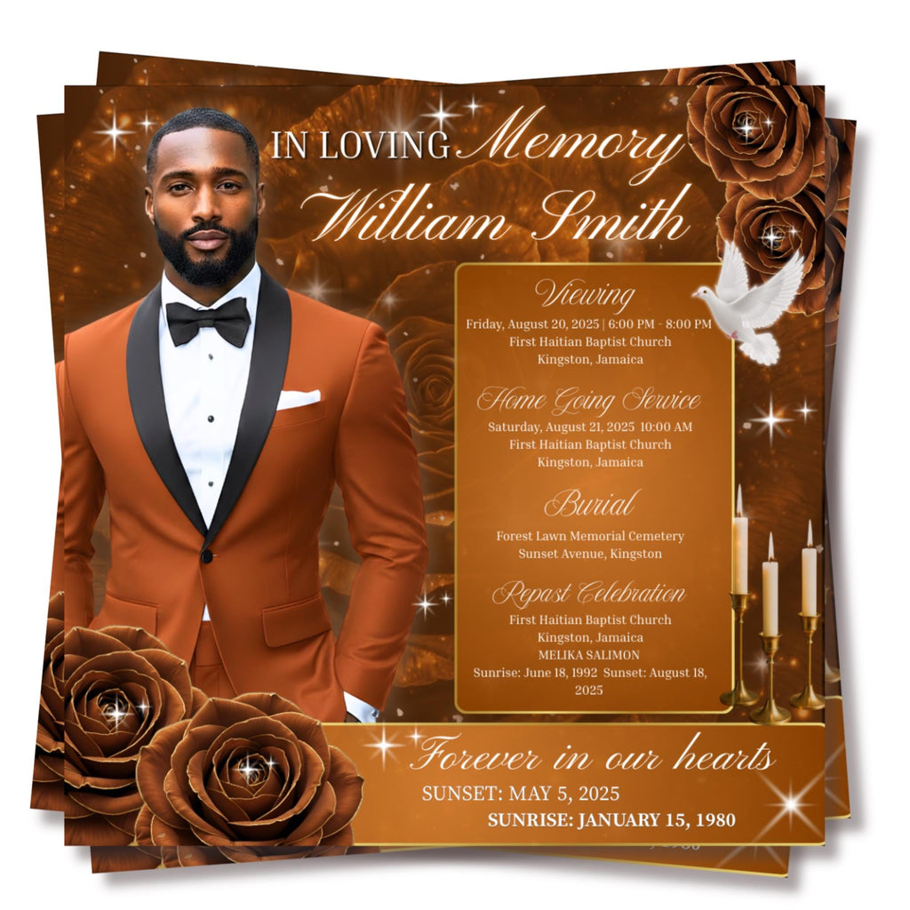 In Loving Memory Brown Flyer Canva Editable Template, Memorial Remembrance Flyer, Rest In Peace, Forever In Our Memories, Digital Download - Editable Memorial Canva Template