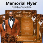 In Loving Memory Brown Flyer Canva Editable Template, Memorial Remembrance Flyer, Rest In Peace, Forever In Our Memories, Digital Download - Editable Memorial Canva Template