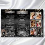 Memorial Black & Silver Smoke Funeral Program Template, Editable TriFold 17x11 Program, Celebration of Life Obituary, Digital Download - Editable Memorial Canva Template