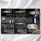 Memorial Black & Silver Smoke Funeral Program Template, Editable TriFold 17x11 Program, Celebration of Life Obituary, Digital Download - Editable Memorial Canva Template
