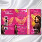 In Loving Memory Pink & Gold Leaf Funeral Program Template, Editable TriFold 17x11 Program, Celebration of Life Obituary, Digital Download - Editable Memorial Canva Template