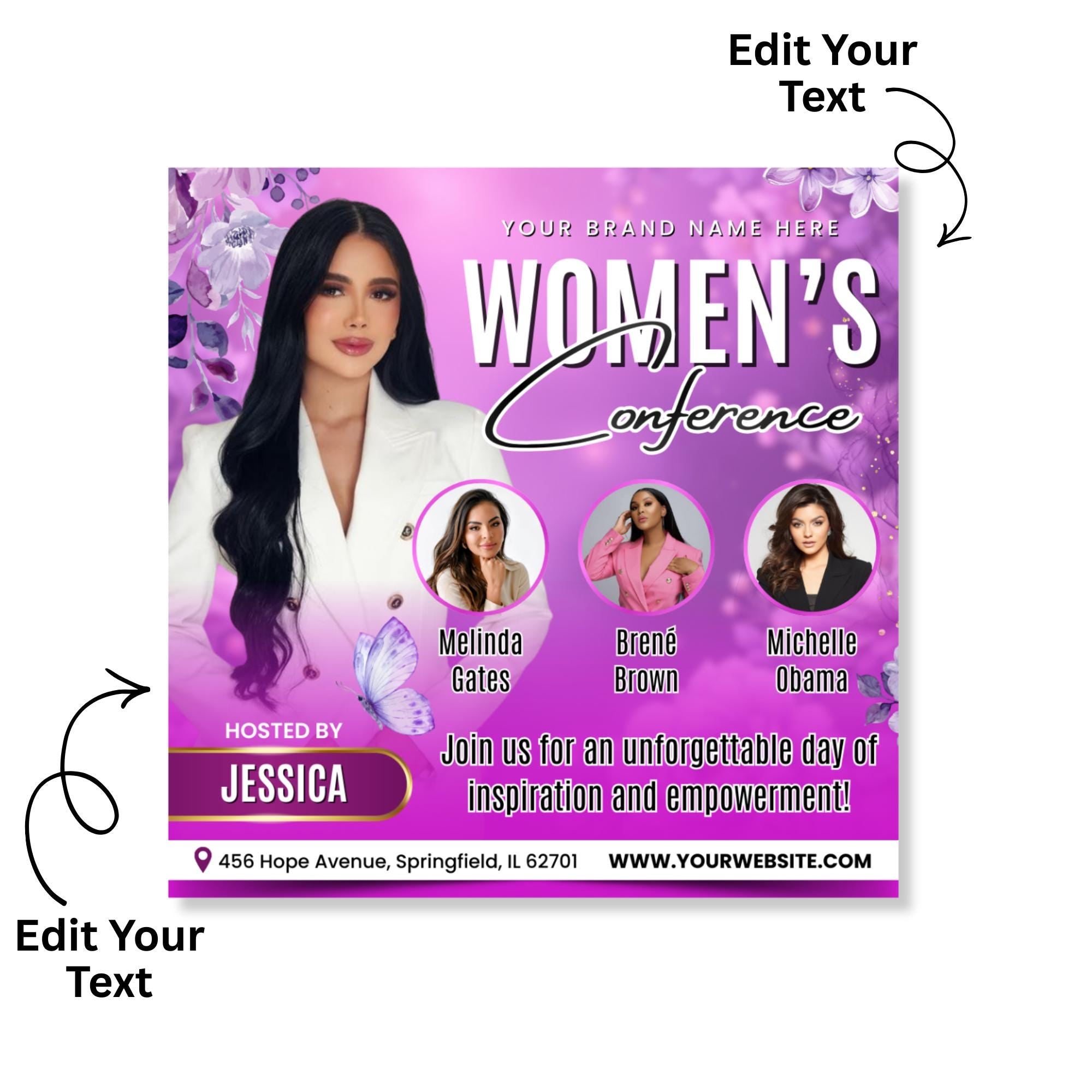 10 Womens Conference Flyers Bundle Template, Womens Day Flyers, Empowerment Event, Church Conference Flyer, Ministry Flyer, Instant Download - Editable Memorial Canva Template