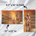 In Loving Memory Brown & Red Funeral Program Template, Editable TriFold 17x11 Program, Celebration of Life Obituary Program,Digital Download - Editable Memorial Canva Template
