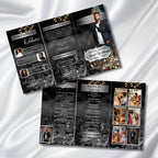Memorial Black & Silver Smoke Funeral Program Template, Editable TriFold 17x11 Program, Celebration of Life Obituary, Digital Download - Editable Memorial Canva Template