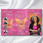 Pink and Gold for a Woman Obituary Funeral Program Template, Editable TriFold 17x11 Program, Celebration of Life Obituary, Digital Download - Editable Memorial Canva Template