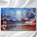 In Loving Memory Blue Football Funeral Program Template, Editable TriFold 17x11 Program, Celebration of Life Obituary, Digital Download - Editable Memorial Canva Template