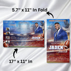 In Loving Memory Blue Football Funeral Program Template, Editable TriFold 17x11 Program, Celebration of Life Obituary, Digital Download - Editable Memorial Canva Template