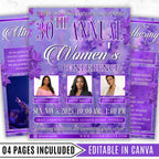 Womens Church Conference Program, Editable Bifold 8.5x11” Design, Church Appreciation Program, Anniversary & Faith Celebration - Editable Memorial Canva Template