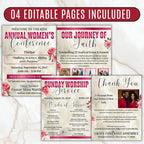 Women's Conference Program Canva Template, Editable Bifold 8.5x11” Design, Church Appreciation Program, Anniversary & Faith Celebration - Editable Memorial Canva Template