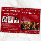 04 Red Women's Ministry Conference Program, Editable Bifold 8.5x11” Design, Canva Program Template, Digital Download - Editable Memorial Canva Template