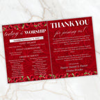 04 Red Women's Ministry Conference Program, Editable Bifold 8.5x11” Design, Canva Program Template, Digital Download - Editable Memorial Canva Template