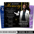 04 Memorial Flyer Canva Template Bundle, Memorial Funeral, in loving memory templates, Funeral Invite Flyer Template, Rest in Peace Flyer - Editable Memorial Canva Template