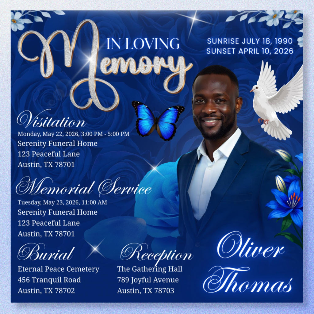 04 Memorial Flyer Canva Template Bundle, Memorial Funeral, in loving memory templates, Funeral Invite Flyer Template, Rest in Peace Flyer - Editable Memorial Canva Template