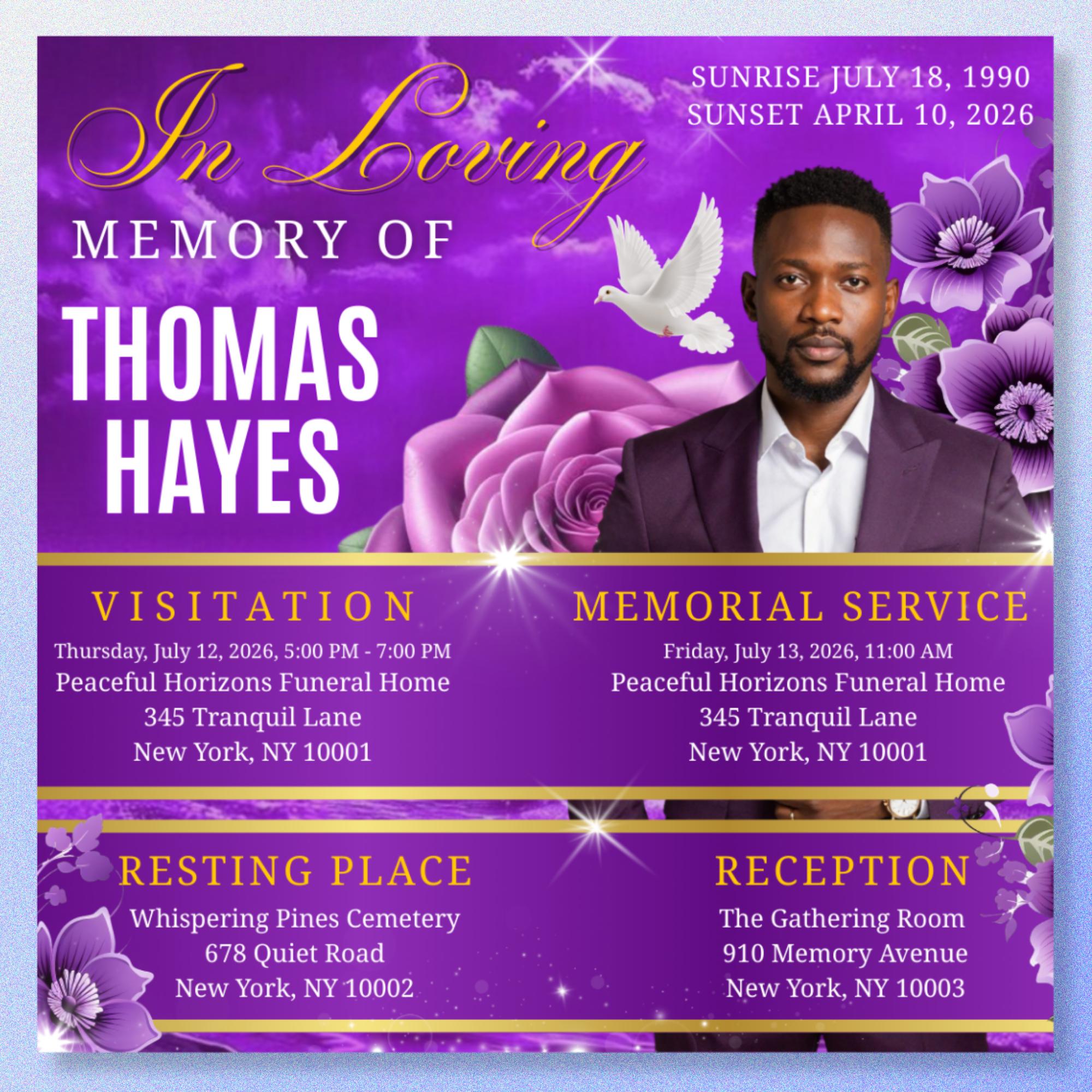 04 Memorial Funeral Invitation Flyer Canva Template Bundle, in loving memory templates, Funeral Invite Flyer Template, Rest in Peace Flyer - Editable Memorial Canva Template