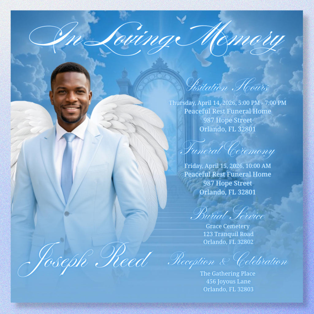 04 Memorial Funeral Invitation Flyer Canva Template Bundle, in loving memory templates, Funeral Invite Flyer Template, Rest in Peace Flyer - Editable Memorial Canva Template