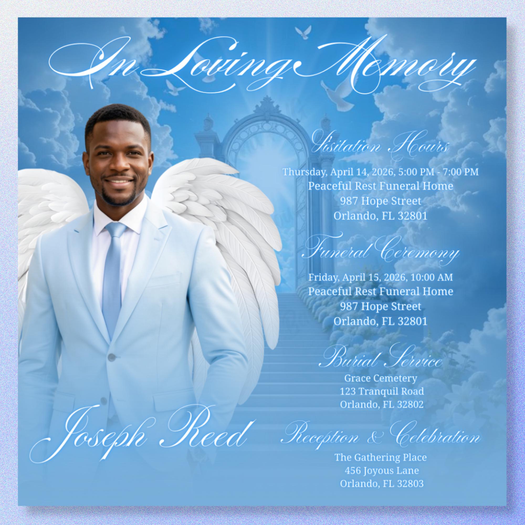 04 Memorial Funeral Invitation Flyer Canva Template Bundle, in loving memory templates, Funeral Invite Flyer Template, Rest in Peace Flyer - Editable Memorial Canva Template