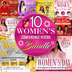 10 Womens Conference Flyers Bundle Template, Womens Day Flyers, Empowerment Event, Church Conference Flyer, Ministry Flyer, Instant Download - Editable Memorial Canva Template