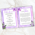 04 Pages Purple Funeral Program Template, Bi-Fold Funeral Program, Obituary Celebration Of Life Program, Digital Download - Editable Memorial Canva Template