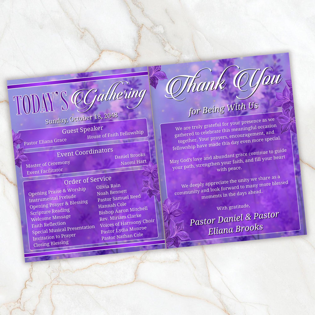 Womens Church Conference Program, Editable Bifold 8.5x11” Design, Church Appreciation Program, Anniversary & Faith Celebration - Editable Memorial Canva Template