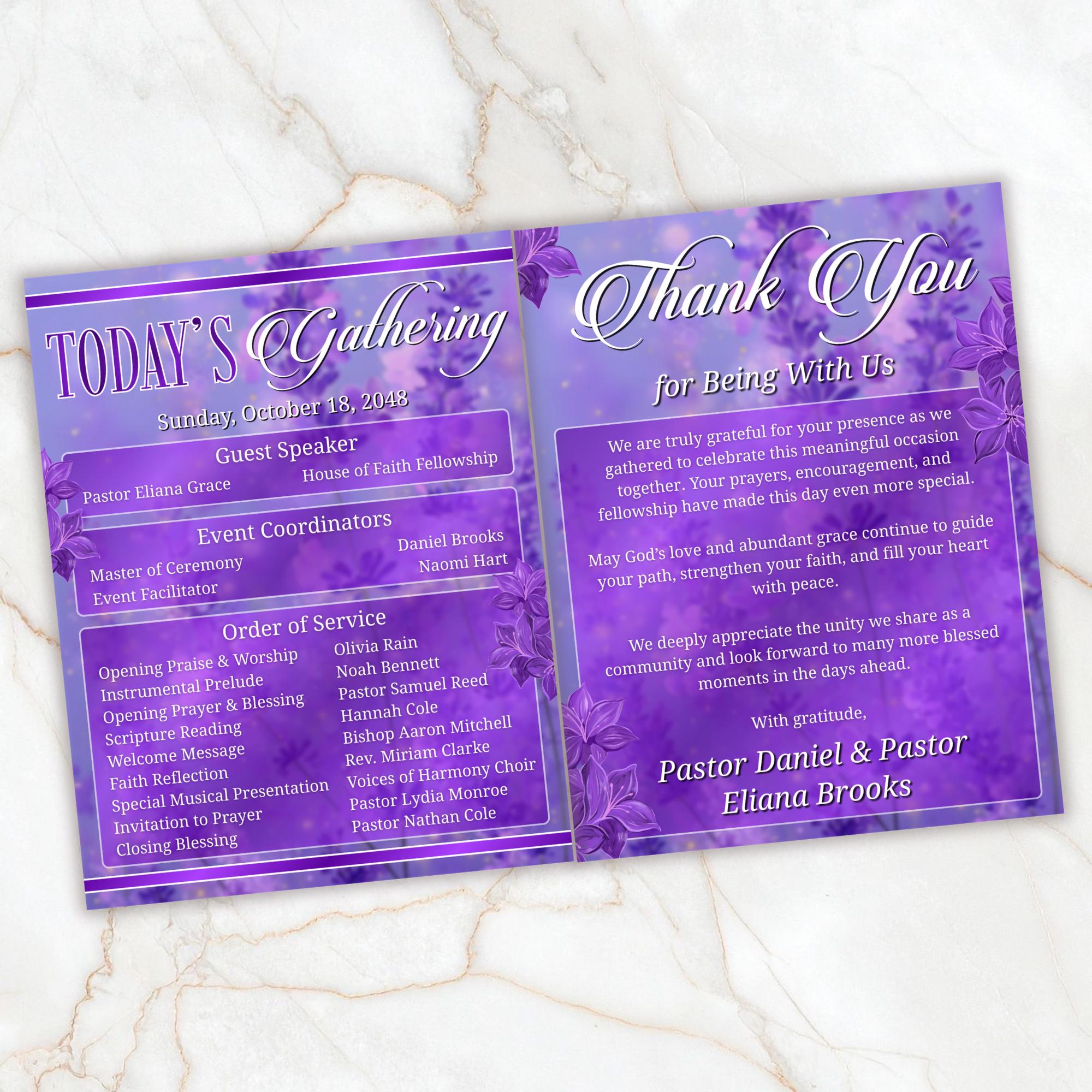 Womens Church Conference Program, Editable Bifold 8.5x11” Design, Church Appreciation Program, Anniversary & Faith Celebration - Editable Memorial Canva Template