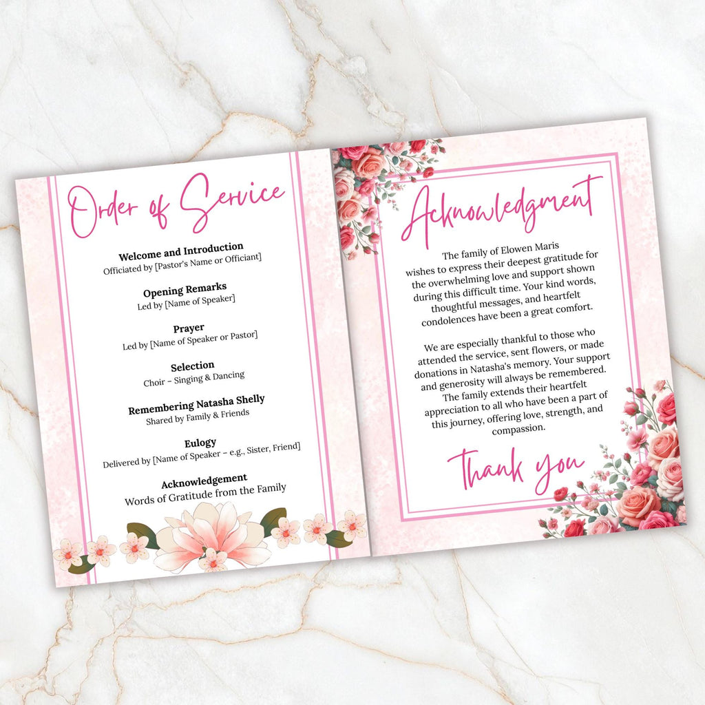 Celebrating of The Life Program Template, Tri-Fold(17x11) Funeral Program, Obituary Celebration Of Life Program, In Loving Memory Templates - Editable Memorial Canva Template