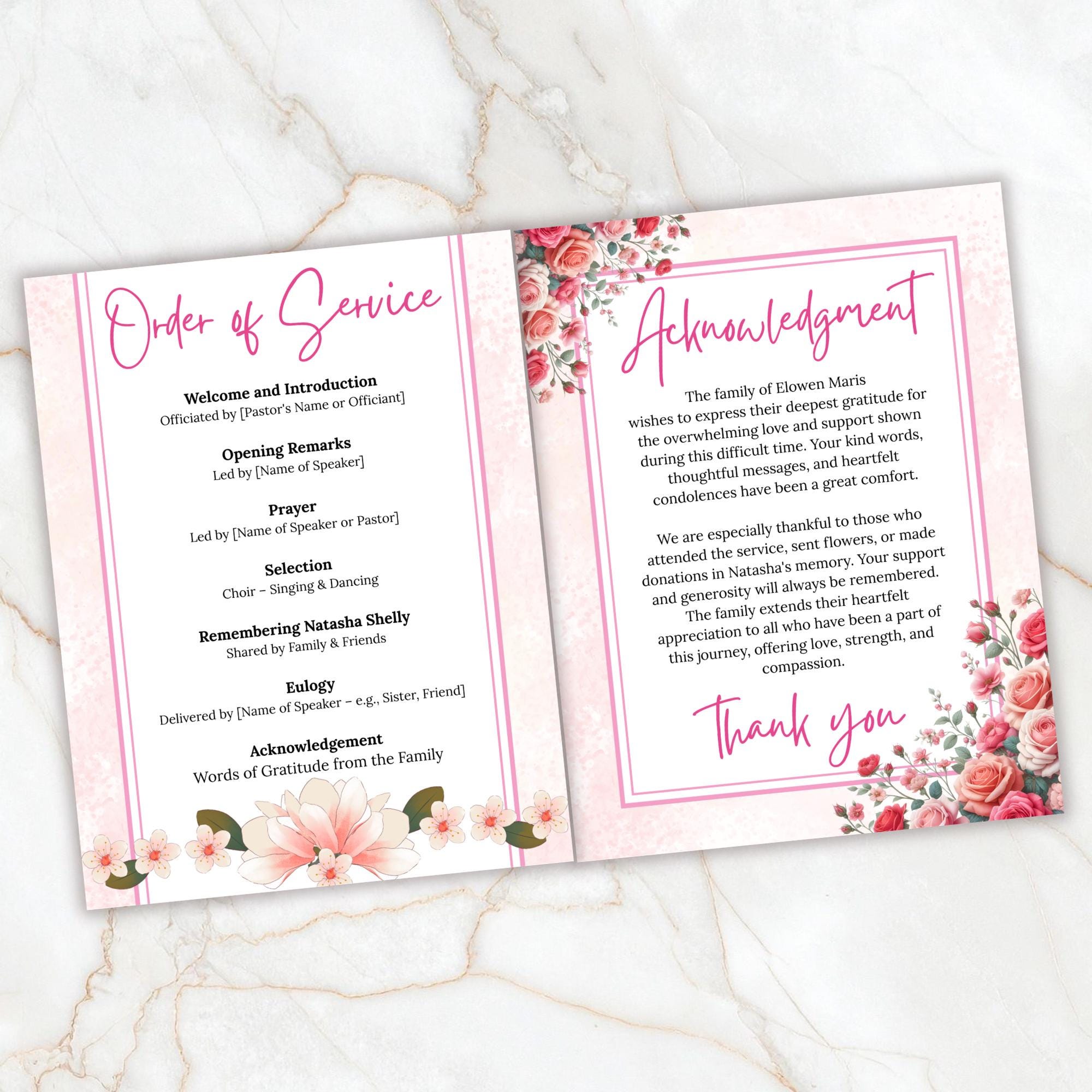 Celebrating of The Life Program Template, Tri-Fold(17x11) Funeral Program, Obituary Celebration Of Life Program, In Loving Memory Templates - Editable Memorial Canva Template