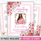 Celebrating of The Life Program Template, Tri-Fold(17x11) Funeral Program, Obituary Celebration Of Life Program, In Loving Memory Templates - Editable Memorial Canva Template