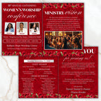 04 Red Women's Ministry Conference Program, Editable Bifold 8.5x11” Design, Canva Program Template, Digital Download - Editable Memorial Canva Template