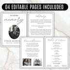 04 Pages Funeral Program Template, Bi-Fold Funeral Program, Obituary Celebration Of Life Program, Digital Download - Editable Memorial Canva Template