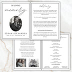 04 Pages Funeral Program Template, Bi-Fold Funeral Program, Obituary Celebration Of Life Program, Digital Download - Editable Memorial Canva Template