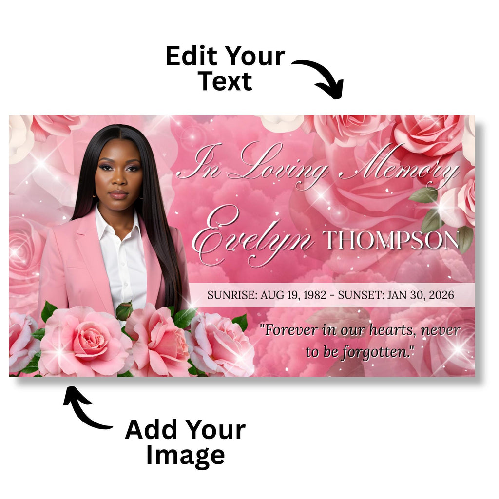 Pink Memorial Funeral Slideshow Canva Editable Template, In Loving Memory Template, Funeral Photo Slideshow, Digital Download - Editable Memorial Canva Template