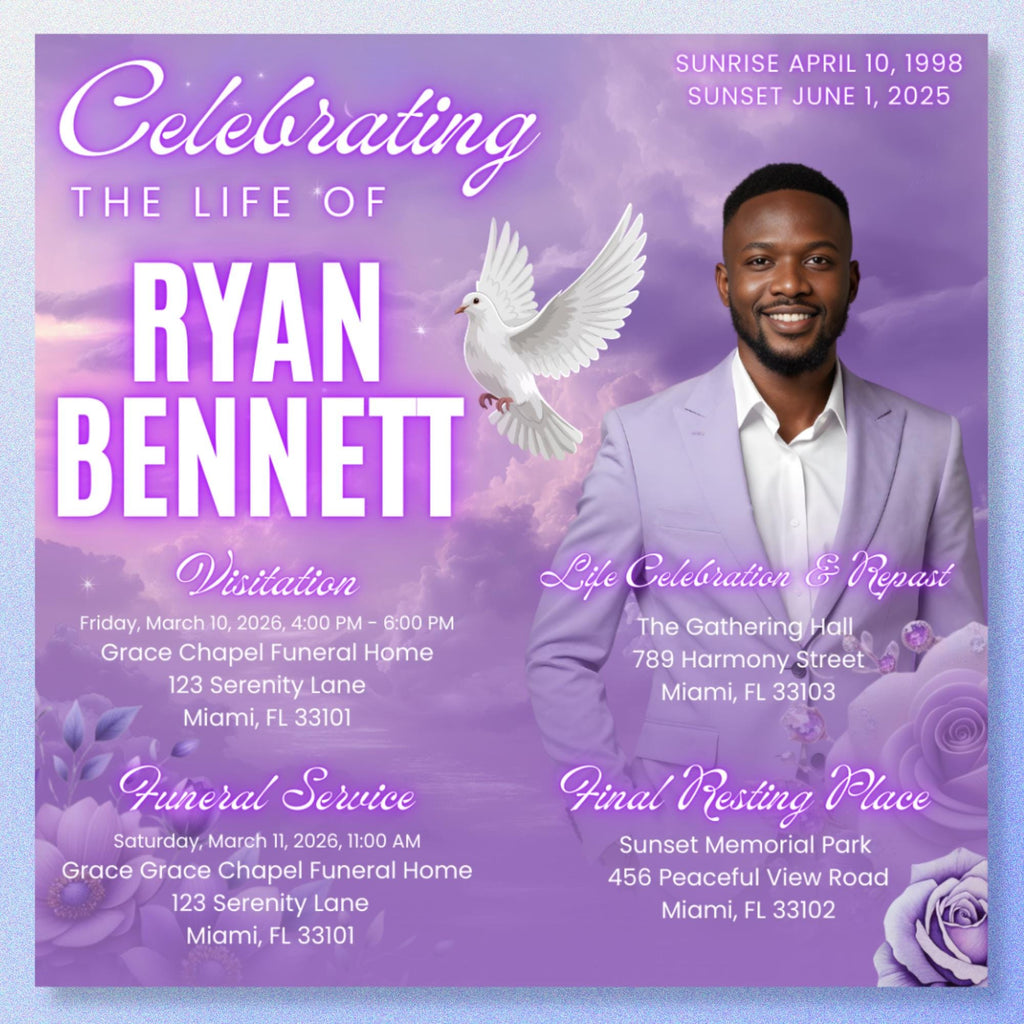 04 Memorial Flyer Canva Template Bundle, Memorial Funeral, in loving memory templates, Funeral Invite Flyer Template, Rest in Peace Flyer - Editable Memorial Canva Template