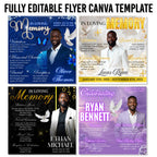 04 Memorial Flyer Canva Template Bundle, Memorial Funeral, in loving memory templates, Funeral Invite Flyer Template, Rest in Peace Flyer - Editable Memorial Canva Template
