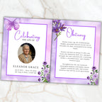 04 Pages Purple Funeral Program Template, Bi-Fold Funeral Program, Obituary Celebration Of Life Program, Digital Download - Editable Memorial Canva Template
